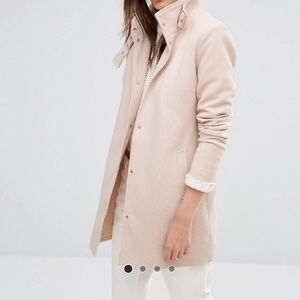 Neutral Blush Funnel Neck Coat